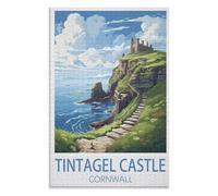 Décompression Jouets éducatifs 1000 pièces,Château de Tintagel Cornouailles,des Vacances pour Adolescents,Cadeau de Noël,52x38cM,Paper Puzzle,AA-909
