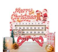 Décompte De Noël En Bois Décor Père Noël 25 Jours Avec Support D'Affichage