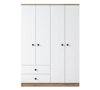 Deconation Armoire Penderie en Bois MDF Noyer Et Blanc - L 120 × P 42,5 × H 170 Cm - Style Scandinave