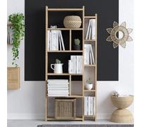 Deconation Bibliothèque en Bois MDF Mélaminé Décor Chêne - 65 X 150 X 15 Cm - étagères Ouvertes