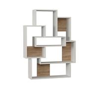 Deconation Bibliothèque en Panneau Mélaminé Blanc Et Chêne 101 X 132 X 22 Cm, Charge 25 Kg par étagère