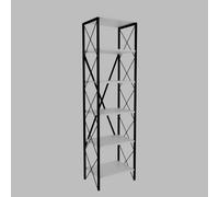Deconation Bibliothèque étagère De Rangement Bois MDF Mélaminé Blanc Et Noir avec Cadre Métal H 180 Cm