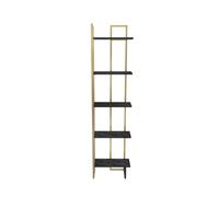 Deconation Bibliothèque étagère en Bois MDF Et Métal Noir Et Doré - L 45,2 × P 21,6 × H 180 Cm - Style Moderne
