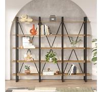 Deconation Bibliothèque étagère en Bois MDF Mélaminé Pin Atlantique L 219,6 Cm avec Cadre Métal Industriel