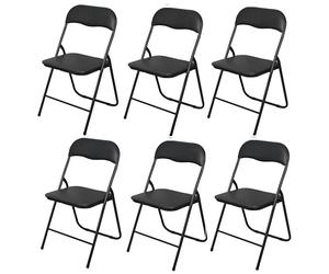 Deconation Chaise Pliante en PVC Et Métal Noir - Lot De 6 Chaises Pliables | Solides