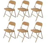 Deconation Chaise Pliante en Tissu Et Métal Camel Marron Clair - Lot De 6 Chaises Pliables | Solides