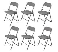 Deconation Chaise Pliante en Tissu Et Métal Gris - Lot De 6 Chaises Pliables | Solides