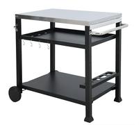 Deconation Desserte à Plancha Et Barbecue Roulante D'extérieur en Acier - 2 Roues + Poignée + Accessoires - 101 X 64 Cm