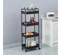 Deconation Desserte à roulettes Noire | Chariot De Cuisine Roulant 4 Niveaux | H 119 X L 41 X P 28,5 Cm | Etagère Toutes Pièces