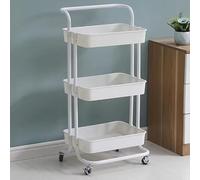Deconation Desserte à roulettes Pliante Blanche | Chariot De Cuisine Roulant Et Pliable 3 Niveaux | H 90 Cm X L 40 Cm X P 30 Cm