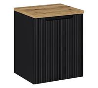 Deconation Ensemble Meuble Vasque 2 Portes Et Plateau L 50 X P 40 X H 59,5 Cm - Astral - Noir Et Effet Chêne