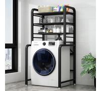 Deconation étagère De Dessus De Machine à Laver Métal Noir 3 Niveaux Pliable 152,5 X 71 X 50 Cm