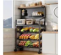 Deconation Etagère Métallique Multifonctions Haute Solidité Multi Rangements - 4 roulettes - H 157 Cm X L 69 Cm - Noir