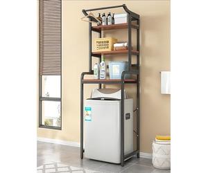 Deconation Etagères Dessus De Machine à Laver Noire | Rangement Buanderie 3 Niveaux | H 204 X L 70 X P 60 Cm | Etagère Buanderie