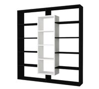 Deconation Grande Bibliothèque en Panneau Mélaminé Noir Et Blanc 125 X 135,7 X 22 Cm