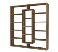 Deconation Grande Bibliothèque en Panneau Mélaminé Noyer 125 X 135,7 X 22 Cm