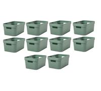 Deconation Lot De 10 Bacs De Rangements 6l Plastique Fabriqués En France - Vert Sauge Décor Stone