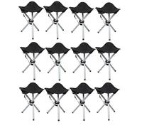 Deconation Lot de 12 Tabourets Trépied Pliants Aluminium - Noir