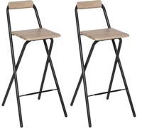 Deconation Lot De 2 Chaises De Bar Pliantes - Noir Et Beige - Tabouret De Bar Lou