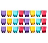 Deconation Lot De 24 Verres à Jus Incassables En Plastique Alimentaire Durable - 29cl - Lave-vaisselle - Bleu Violet Rouge Jaune