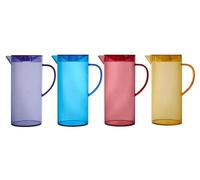 Deconation Lot De 4 Carafes Plastique 1,1 L Avec Couvercle - Violet Rouge Bleu Jaune
