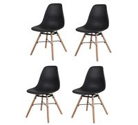 Deconation Lot De 4 Chaises Architecte Coque en Polypropylène Et Pieds en Bois - Noir