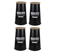 Deconation Lot De 4 Tabourets De Bar Coniques Style Industriel - Noir - D 40 X H 66,5 Cm