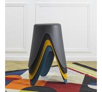 Deconation Lot De 4 Tabourets Légers Empilables en Plastique - Gris Noir Bleu Jaune - D 30 X H 46 Cm - Gain De Place