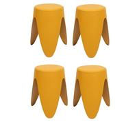 Deconation Lot De 4 Tabourets Légers Empilables en Plastique - Jaune - D 30 X H 46 Cm - Gain De Place