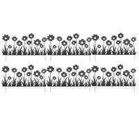 Deconation Lot De 6 Bordures Décoratives De Jardin en Métal Noir à Planter 111 X H 65 Cm - Motif Fleurs