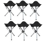 Deconation Lot De 6 Tabourets Trépied Pliants Aluminium - Noir