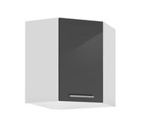 Deconation - Meuble Haut d'angle De Cuisine '' Salma'' Gris Graphite/Blanc L 60 X H 72 Cm
