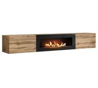 Deconation Meuble TV Switch Rtv-k avec Cheminée Bioéthanol - Bois MDF Chêne Wotan - 180 X 30 X 40 Cm