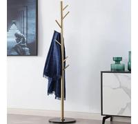 Deconation Porte-manteaux Doré Base Noire - 7 Crochets - D 38 X H 181 Cm - Portemanteaux Design