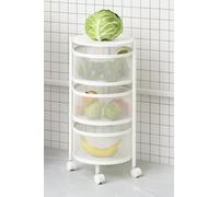 Deconation Resserre 3 Paniers Rotatifs sur Roues en Acier Blanc | H 60 Cm X D 33 Cm | Etagère De Rangement Cuisine, Salle De Bain, Bureau..