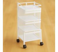 Deconation Resserre Métallique Carrée 3 Niveaux à roulettes Blanc Rangement Cuisine/Bureau/Salle De Bain 28 X 28 X H 61 Cm