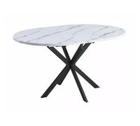 Deconation Table à Manger Extensible Effet Marbre Gaston - Blanc - L 100-135 X L 100 Cm