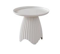 Deconation Table D'appoint Design Effet Drapé | Bout De Canapé, Table De Chevet Ou Table Basse H 43 Cm X D 48 Cm | Blanc