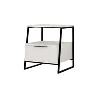 Deconation Table De Chevet en Panneau Mélaminé Et Métal Blanc Et Noir 45 X 50 X 41 Cm