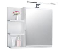 DecoNest Armoire de Salle de Bain à Miroir - 60 x 50 cm - Blanche - avec étagères - Miroir de Salle de Bain - Armoire Suspendue - Lampe LED - Gauche
