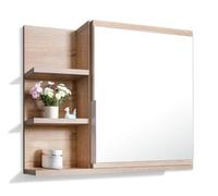 DecoNest Armoire de Salle de Bain à Miroir - 60 x 50 cm - Chêne Sonoma - avec étagères - Miroir de Salle de Bain - Armoire Suspendue - Gauche