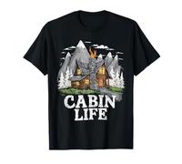 Déconnecté Funny Log Cabin Life Mountain Ourdoor Camping T-Shirt
