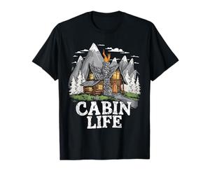 Déconnecté Funny Log Cabin Life Mountain Ourdoor Camping T-Shirt