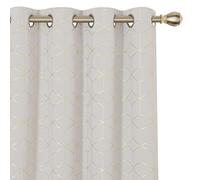 Deconovo 1 Paire de Rideaux à Oeillets pour décoration d’intérieur, imprimé doré, pour Chambre à Coucher - 132 x 228,6 cm (Largeur x Longueur) - Beige Clair