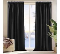 Rideau Deconovo Lot de 2 Rideau Fenetre Salon Cuisine Court Rideaux Thermiques Isolant Phonique Rideau Galon Fronceur Occultant 140x180cm Noir