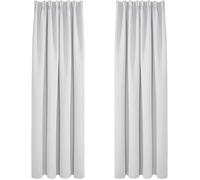 Deconovo 2 Pièces Rideaux Occultants de Porte Thermique Anti Froid Rideau Salon Galon Fronceur Blanc Pâle Gris 140x240cm