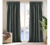 Deconovo 2 Pièces Rideaux Occultants de Porte Thermique Anti Froid Rideau Salon Galon Fronceur Gris Foncé 140x175cm