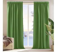 Deconovo 2 Pièces Rideaux Occultants de Porte Thermique Anti Froid Rideau Salon Galon Fronceur Vert 140x175cm