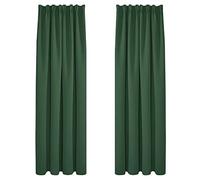 Deconovo 2 Pièces Rideaux Occultants de Porte Thermique Anti Froid Rideau Salon Galon Fronceur Vert Sapin 140x240cm