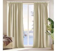 Deconovo 2 Pièces Rideaux Occultants de Porte Thermique Anti Froid Rideau Salon Galon FronceurJaune Moutarde Beige Foncé 117x229cm
